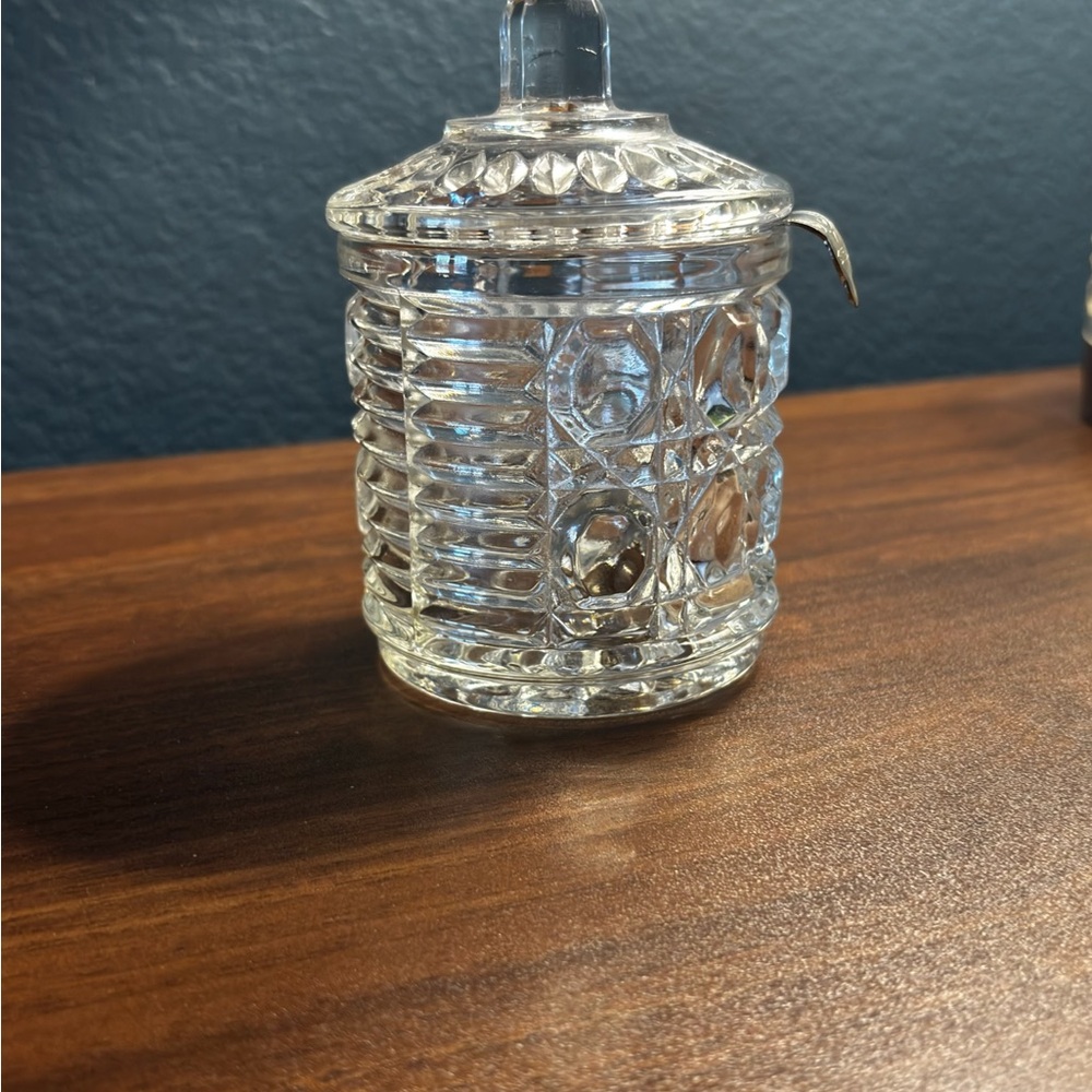 Indiana Glass Windsor Marmalade Jar with Lid & Spoon